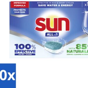 10 x Sun - Vaatwastabletten - All-in-1 Neutraal - 19 tabletten - Vaatwasmiddel - Vaatwastablet - Vaatwasmiddel Neutraal - Vaatwasmiddel All-in-1 - Vaatwasmiddel Effectief (8721418510388)