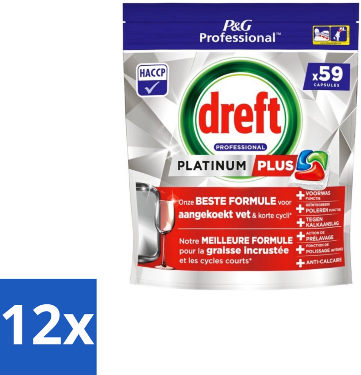 12 x Dreft - Vaatwastabletten - Platinum+ Regular - 59 Tabletten - Handafwasmiddel - Handafwas - Afwasmiddel - Handafwas Product - Afwas In Keuken (8721418719200)