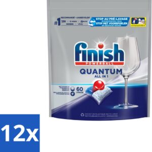 12 x Finish - Vaatwastabletten - Quantum All-in-1 - 60 Capsules - Vaatwastabletten - Vaatwasser - Diepe Reiniging - Glans - Vaatwascapsules (8721418719347)