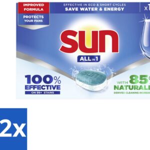 12 x Sun - Vaatwastabletten - All-in-1 Neutraal - 19 tabletten - Vaatwasmiddel - Vaatwastablet - Vaatwasmiddel Neutraal - Vaatwasmiddel Voor Eco - Vaatwasmiddel 100% Effectief (8721418443969)