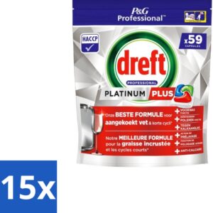 15 x Dreft - Vaatwastabletten - Platinum+ Regular - 59 Tabletten - Handafwasmiddel - Handafwas - Afwasmiddel - Handafwas Product - Afwas In Keuken (8721418733640)
