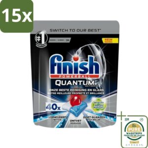 15 x Finish - Vaatwastabletten - Quantum Ultimate Ontvetter - 40 Capsules - Grootverpakking - Vaatwasmiddel - Vaatwastablet - Ontvetter - Vetverwijderen - Glans (8036496260460)