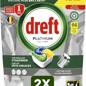 2 x Dreft Vaatwastabletten Platinum All In One Citroen - 66 stuks (9507338132263)