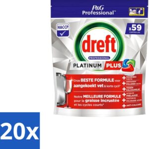 20 x Dreft - Vaatwastabletten - Platinum+ Regular - 59 Tabletten - Handafwasmiddel - Handafwas - Afwasmiddel - Handafwas Product - Afwas In Keuken (8721418737259)