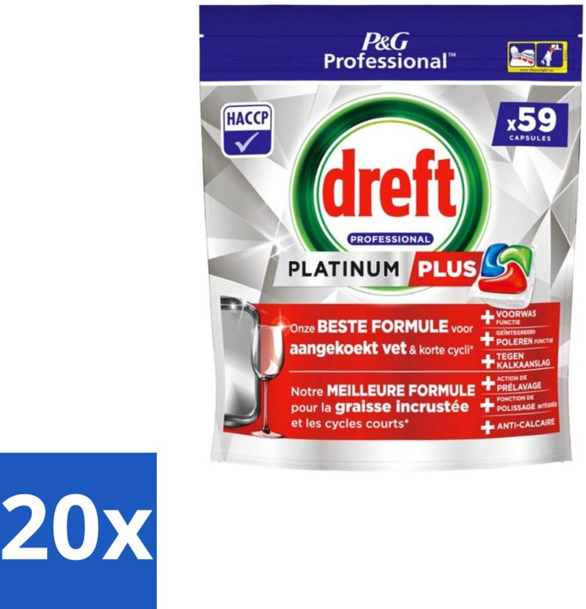 20 x Dreft - Vaatwastabletten - Platinum+ Regular - 59 Tabletten - Handafwasmiddel - Handafwas - Afwasmiddel - Handafwas Product - Afwas In Keuken (8721418737259)