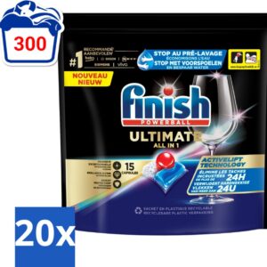 20 x Finish Powerball - Ultimate All in 1 - Vaatwastabletten - Activelift - 15 Capsules - Vaatwastabletten - Activelift - Reiniging - Glans - Vaatwassen (8721418111417)