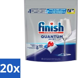 20 x Finish - Vaatwastabletten - Quantum All-in-1 - 60 Capsules - Vaatwastabletten - Vaatwassen - Reiniging - Glans - Vet Verwijderen (8721418737396)