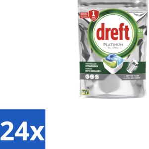24 x Dreft - Vaatwastabletten - Platinum All-in-One Original - 59 Tabletten - Vaatwastabletten - Vaatwasser - Reiniging - Ontvetting - Zout (8721418722767)