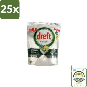 25 x Dreft - Vaatwastabletten - All-in-One Platinum - Lemon - 59 Tabletten - Grootverpakking - Vaatwastabletten - Vaatwasser - Vetverwijderen - Glasbescherming - Citroengeur (8155361767474)