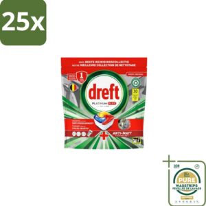 25 x Dreft - Vaatwastabletten - Platinum Plus All-in-One - Original - 30 Tabletten - Grootverpakking - Vaatwastabletten - Anti-dofheid - Glasbescherming - Machinezorg - Vaatwasser (8155361768075)