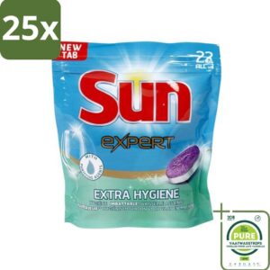 25 x Sun Expert - Extra Hygiëne - Vaatwastabletten - 22 Tabletten - Grootverpakking - Vaatwastabletten - Vaatwasser - Reiniging - Hygiëne - Kalkvrij (8017551770827)