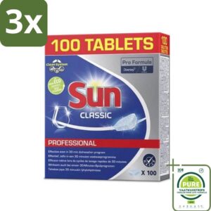 3 x Sun Classic - Pro Formula - Vaatwastabletten - 100 Tabletten - Grootverpakking - Vaatwastabletten - Vaatwasser Tabletten - Vaatreiniger - Hardnekkige Vlekken - Glans (8017551523812)