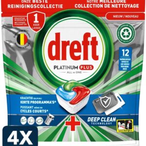 4 x Dreft Platinum Plus Vaatwastabletten Deep Clean (12 tabletten) (9505825259240)