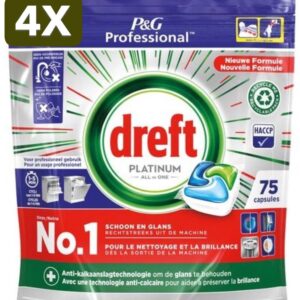 4 x Dreft Platinum Regular All in 1 Vaatwastabletten - 75 Tabs (9503642342343)