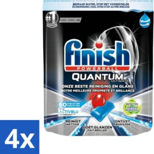 4 x Finish Powerball - Quantum Ultimate - Vaatwastabletten - Ontvetter - 60 Tabletten - Vaatwastabletten - Vaatwasser Tabletten - Ontvetter - Diepe Reiniging - Quantum Technologie (8721418028135)