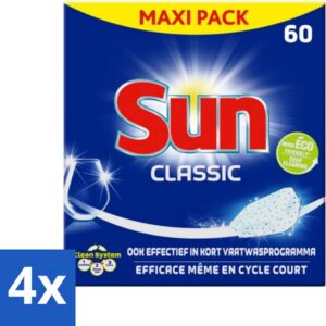 4 x Sun Classic - Vaatwastabletten - Eco - Voordeelverpakking - 60 Tabletten - Vaatwastabletten - Vaatwasser - Vaatreiniger - Eco-vriendelijk - Vaatwasmiddel (8721418033030)