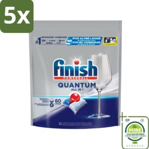 5 x Finish - Vaatwastabletten - Quantum All-in-1 - 60 Capsules - Grootverpakking - Vaatwastabletten - Vaatwasser - Diepe Reiniging - Glans - Vaatwascapsules (8017551677447)