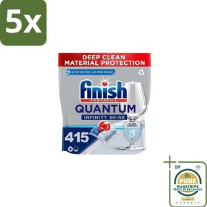 5 x Finish - Vaatwastabletten - Quantum Infinity Shine - 83 Capsules - Grootverpakking - Vaatwastabletten - Vaatwasmachine - Glasbescherming - Reiniging - Vlekken (8155361719077)