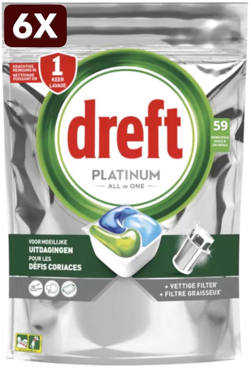 6 x Dreft Platinum Allin1 - 59 tabs 879g original Vaatwastabletten (9506753415760)