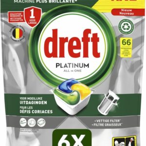 6 x Dreft Vaatwastabletten Platinum All In One Citroen - 66 stuks (9506256713486)