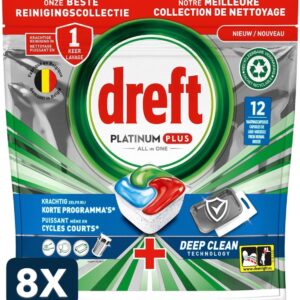 8 x Dreft Platinum Plus Vaatwastabletten Deep Clean (12 tabletten) (9506111827259)