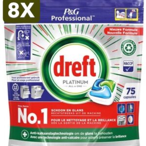 8 x Dreft Platinum Regular All in 1 Vaatwastabletten - 75 Tabs (9504458627495)