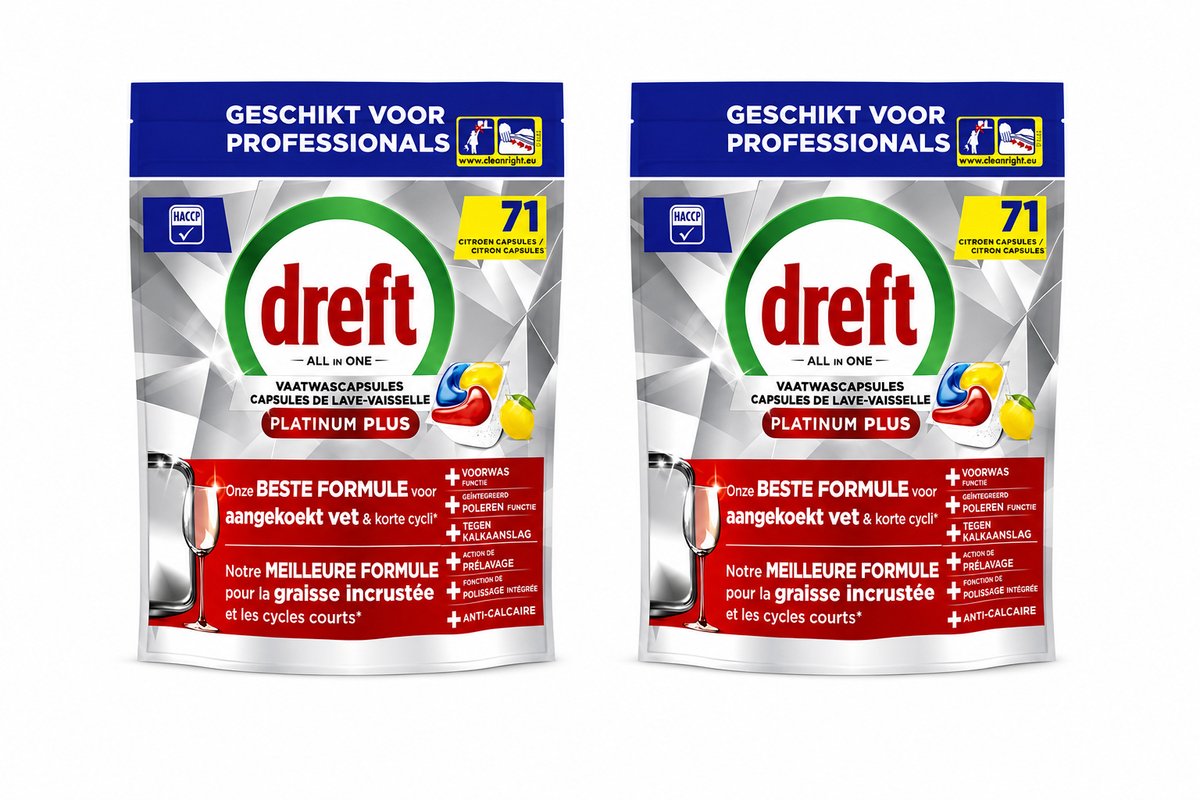 Dreft Platinum Plus Lemon All in 1 Vaatwastabletten - 142 tabs (5061023101216)