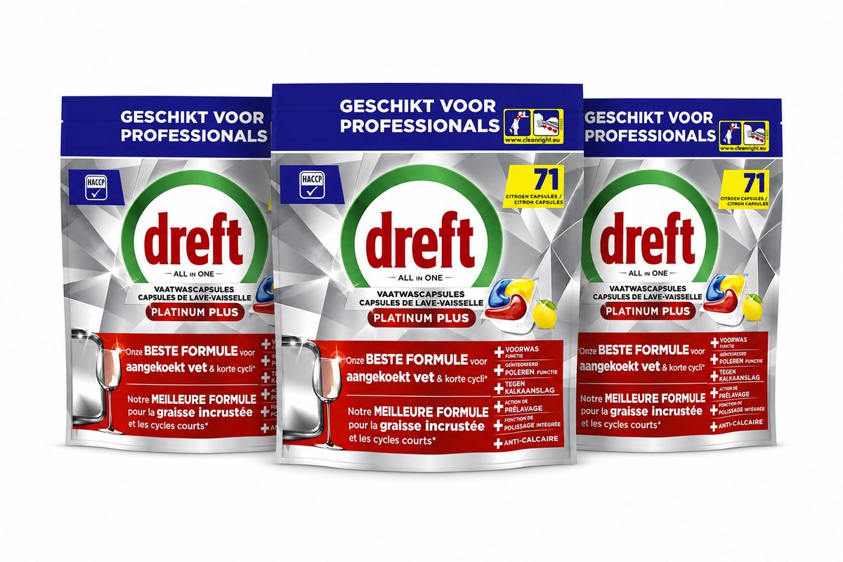 Dreft Platinum Plus Lemon All in 1 Vaatwastabletten - 213 tabs (8006530195478)