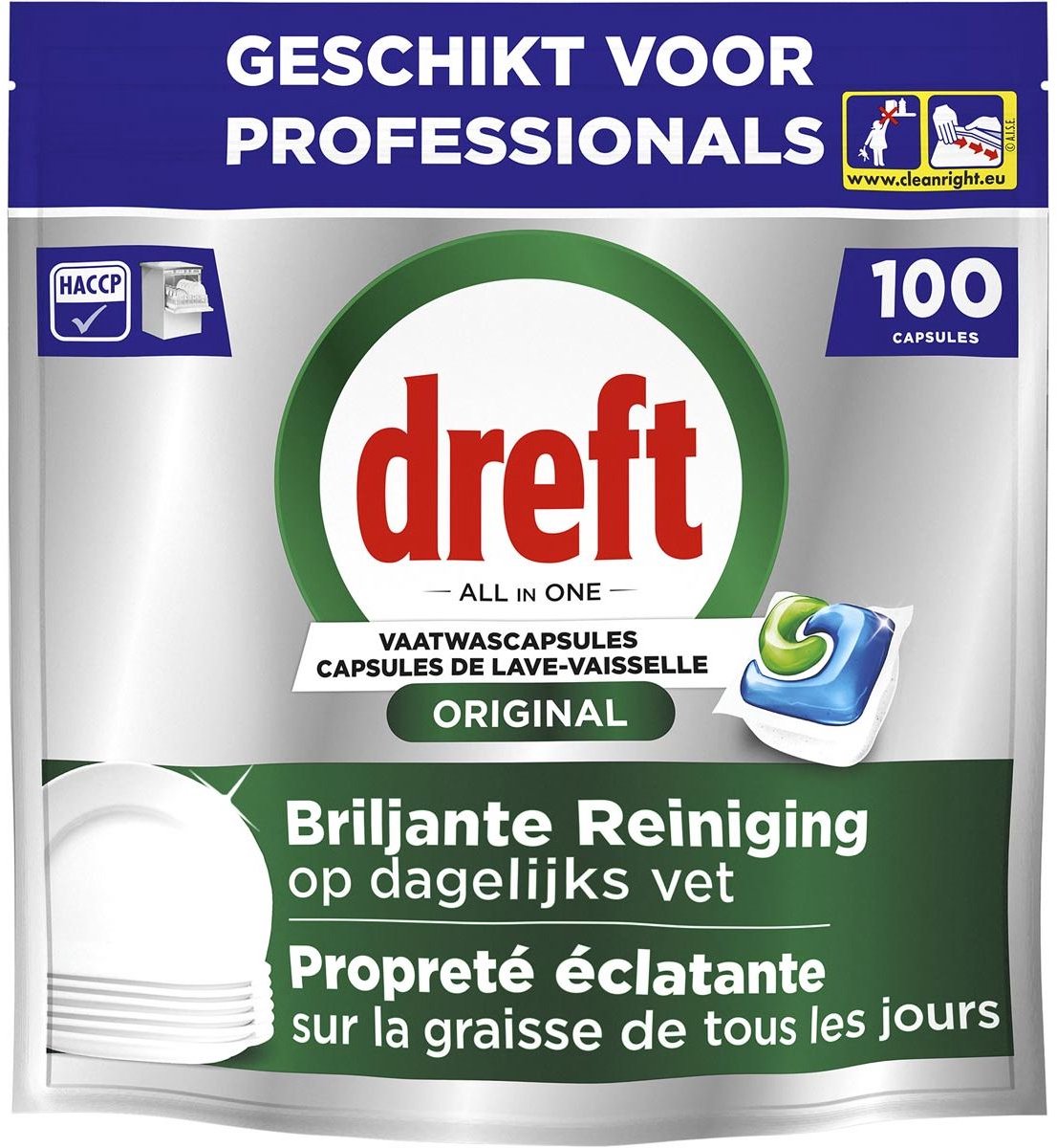 Dreft Professional All-in-1 vaatwastabletten Regular 100 stuks (8006530195560)