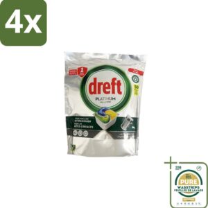 Dreft - Vaatwastabletten - All-in-One Platinum - Lemon - 59 Tabletten - Voordeelverpakking - 4 stuks - Vetverwijderen - Glasbescherming (8155361679227)