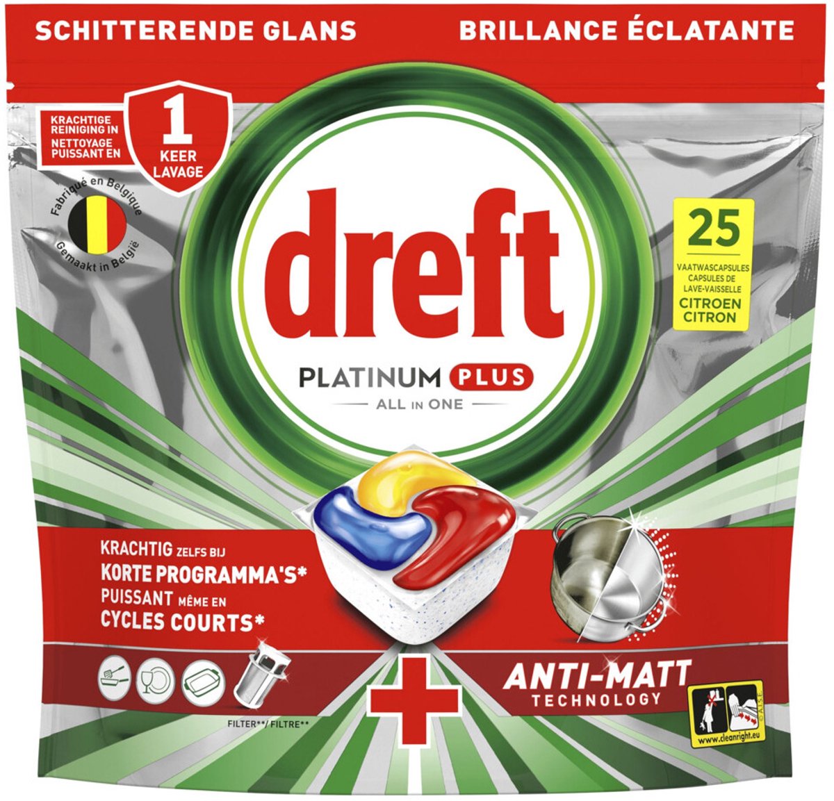 Dreft Vaatwastabletten Platinum Plus All In One Citroen - 25 stuks (8700216652612)