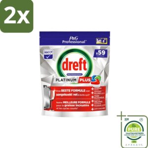 Dreft - Vaatwastabletten - Platinum+ Regular - 59 Tabletten - Voordeelverpakking - 2 stuks - Handafwasmiddel - Handafwas (8130868326997)