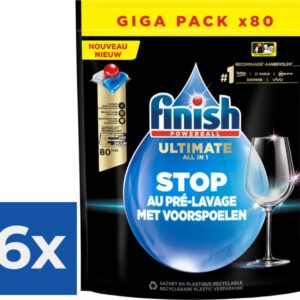 Finish Ultimate All in One Regular Vaatwastabletten - 80 Capsules - Voordeelverpakking 6 stuks (8721032443673)