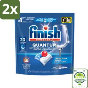 Finish - Vaatwasmiddel - Quantum Vaatwastabletten Regular - Diepe Reiniging - 20 capsules - Voordeelverpakking - 2 stuks - Vaatwastabletten - Diepe reiniging (8052593805571)