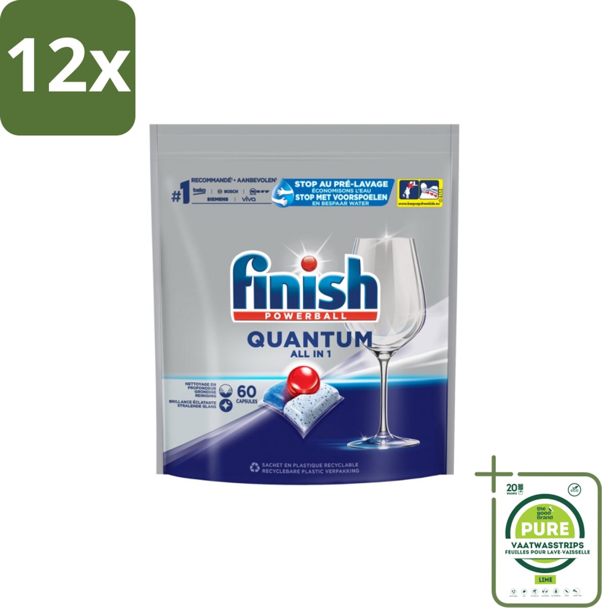 Finish - Vaatwastabletten - Quantum All-in-1 - 60 Capsules - Voordeelverpakking - 12 stuks - Vaatwastabletten - Vaatwasser (8155361538272)