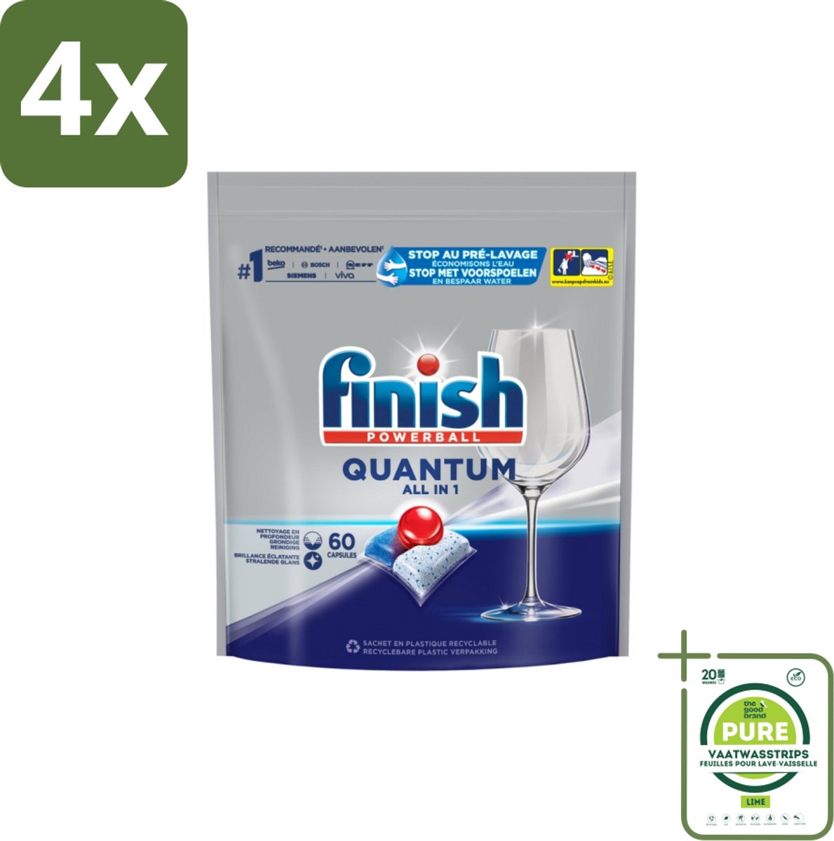 Finish - Vaatwastabletten - Quantum All-in-1 - 60 Capsules - Voordeelverpakking - 4 stuks - Vaatwastabletten - Vaatwasser (8017551583465)