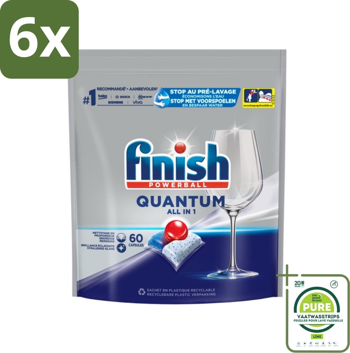 Finish - Vaatwastabletten - Quantum All-in-1 - 60 Capsules - Voordeelverpakking - 6 stuks - Vaatwastabletten - Vaatwasser (8017551608434)