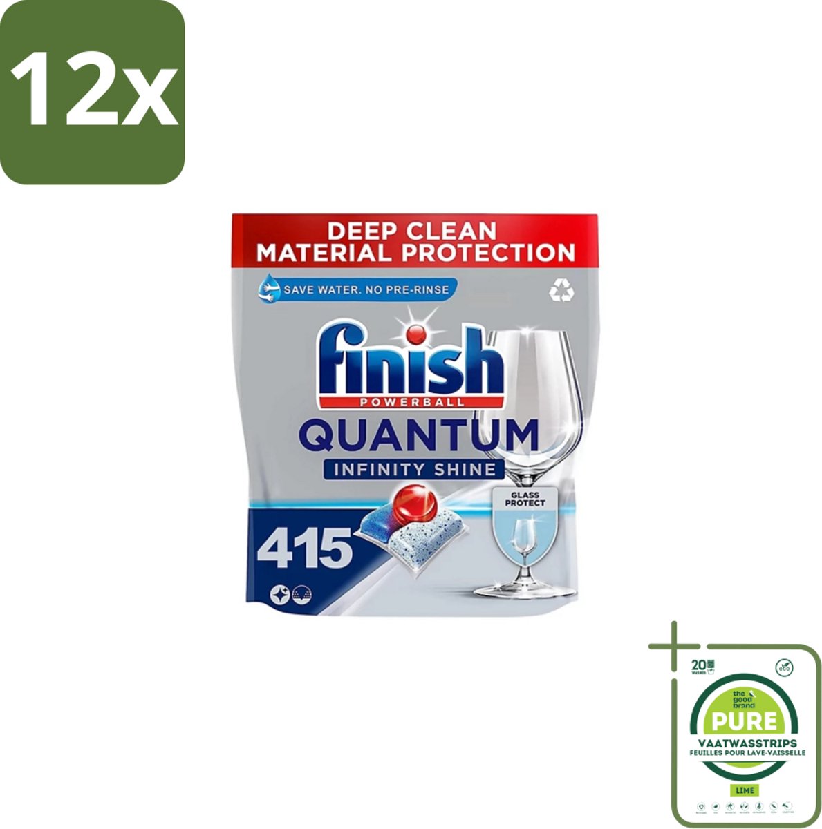Finish - Vaatwastabletten - Quantum Infinity Shine - 83 Capsules - Voordeelverpakking - 12 stuks - Vaatwastabletten - Vaatwasser (8017551634181)