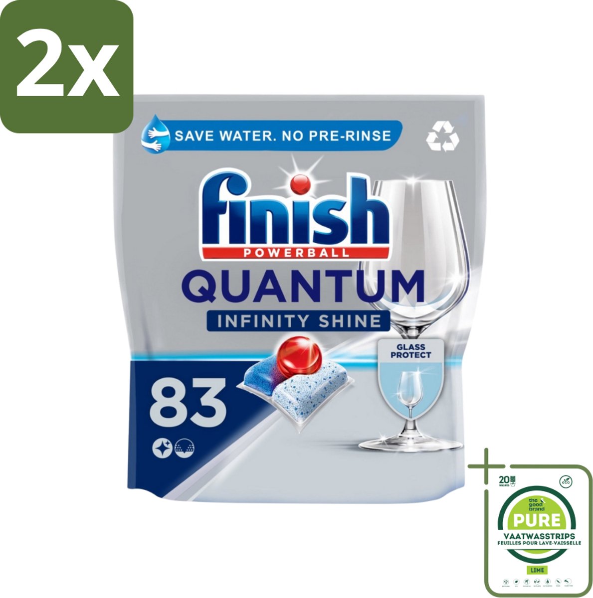Finish - Vaatwastabletten - Quantum Infinity Shine - 83 Capsules - Voordeelverpakking - 2 stuks - Vaatwastabletten - Vaatwasser (8017551561944)