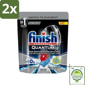 Finish - Vaatwastabletten - Quantum Ultimate Ontvetter - 40 Capsules - Voordeelverpakking - 2 stuks - Vaatwastabletten - Vaatwassertabletten (8017551561739)