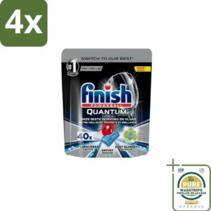 Finish - Vaatwastabletten - Quantum Ultimate Ontvetter - 40 Capsules - Voordeelverpakking - 4 stuks - Ontvetter - Glans (8155361679708)