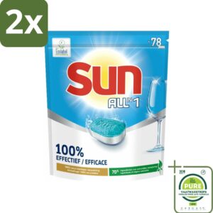 Sun All-in-1 - Eco Label - Vaatwastabletten - 78 Tabletten - Voordeelverpakking - 2 stuks - Vaatwastabletten - Vaatwasser (8017551568097)