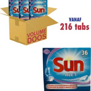 Sun All in 1 Protect Double Action Vaatwastabletten (6 x 36 stuks) (8710908517631)