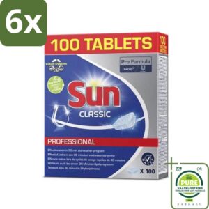 Sun Classic - Pro Formula - Vaatwastabletten - 100 Tabletten - Voordeelverpakking - 6 stuks - Vaatwastabletten - Vaatwasser tabletten (8017551615449)