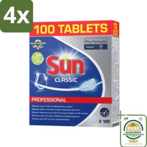 Sun - Classic Professional - Vaatwastabletten - 100 Tabletten - Voordeelverpakking - 4 stuks - Vaat reinigen - Vaatwasmiddel (8014261385655)