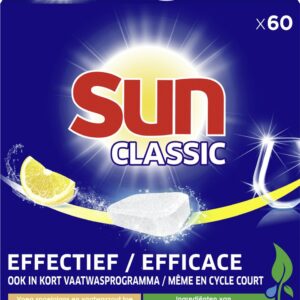 Sun Classic - Vaatwastabletten - Voordeelverpakking - Citroen - 60 Tabletten (8710522444832)