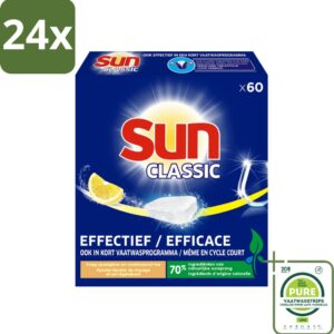 Sun Classic - Vaatwastabletten - Voordeelverpakking - Citroen - 60 Tabletten - Voordeelverpakking - 24 stuks - Vaatwastabletten - Citroen (8017551662252)