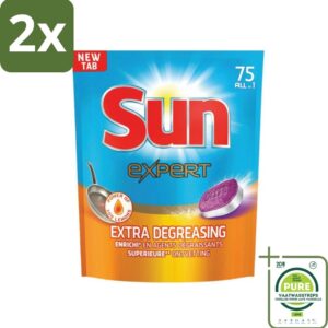 Sun Expert - All-in-1 - Vaatwastabletten - Extra Ontvettend - 75 Tabletten - Voordeelverpakking - 2 stuks - Vaatwastabletten - Vaatwasser (8017551568165)