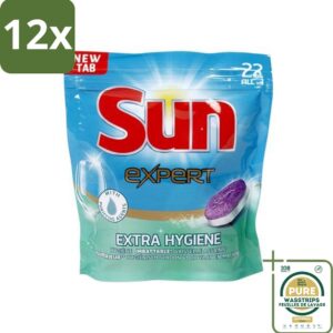 Sun Expert - Extra Hygiëne - Vaatwastabletten - 22 Tabletten - Voordeelverpakking - 12 stuks - Reiniging - Hygiëne (8036496197575)