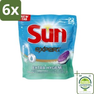 Sun Expert - Extra Hygiëne - Vaatwastabletten - 22 Tabletten - Voordeelverpakking - 6 stuks - Vaatwastabletten - Vaatwasser (8017551615487)